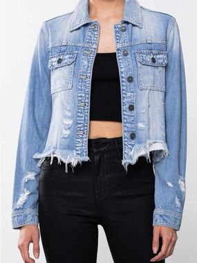 Hidden Distressed Jean Jacket size S